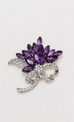 Exquisite purple floral brooch - floral,