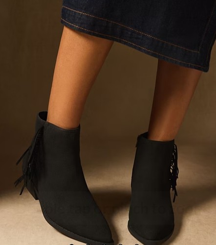 Women black fringe ankle - black,