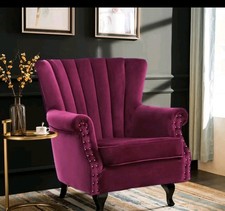 Wine Red Velvet Chesterfield