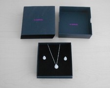H Samuel Silver Cubic Zirconia Pear Shaped Pendant & Earrings Jewellery Set