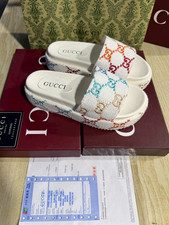 Ladies Gucci Angelina Embroidered Platform Slide Sliders UK Size 5 Good