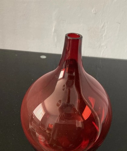 Ikea red glass bottle vase - glass,
