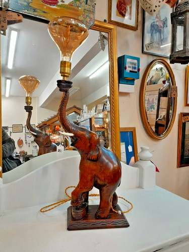 Vintage wooden elephant table