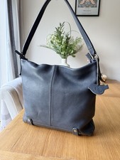 White Stuff Slouch Leather Shoulder Hobo bag in Storm Grey (hint navy) 