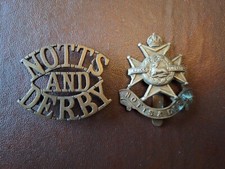 Notts & Derby Sherwood Foresters Cap Badge & Shoulder Badge