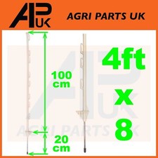 8x 4ft Electric Fence White Poly Posts Poles Stakes 4 Foot Horse Post Tape Wire