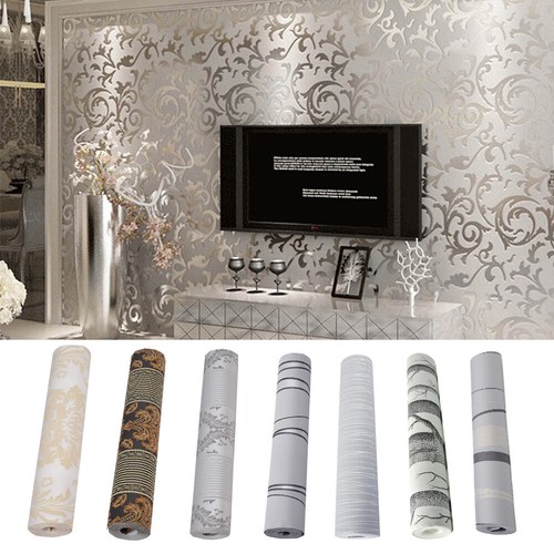 Damask wallpaper living - 3d,