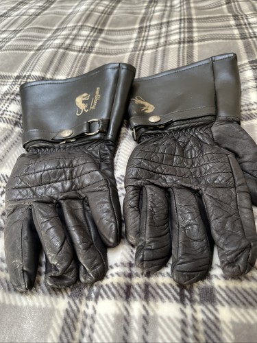 Mens black leather furygan - black,