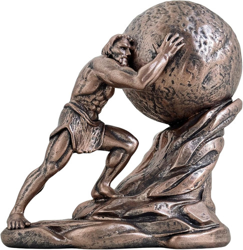 Bronze sisyphus statue - sisyphus,