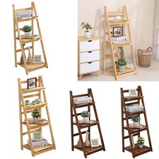 3/4 Tier Ladder Shelf Storage Shelving Unit Wooden Bookcase Plant Flower Display