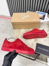 Christian Louboutin Suede Louis Junior Spike Trainers In Red RRP £795 / UK. 7.5