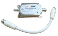 Easy Fit Satellite Signal Amplifier Booster & Short Patch Lead for Sky & Freesat
