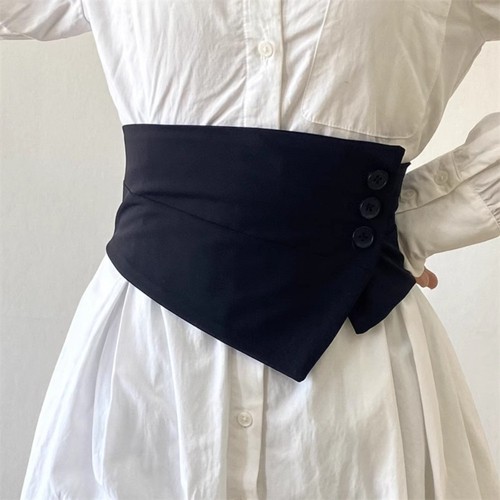 Women black button - button, belt