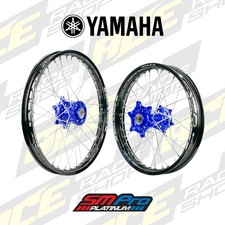 SM PRO PLATINUM WHEEL SET YAMAHA YZF250/450 14-25 BLUE HUB BLACK RIM