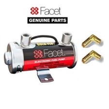 GENUINE FACET RED TOP FUEL PUMP + 90 DEGREE UNIONS (10mm) - RATED 240 BHP