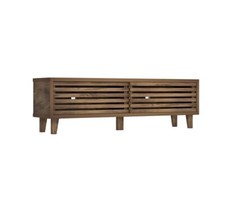 Mango Oak Finish Wide Slatted TV Stand Cabinet Erik - Ex Display Boxed *Damage