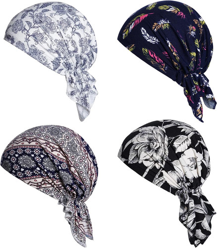 4pcs pre tied chemo head - 4pcs, scarf