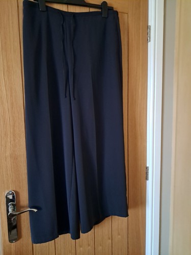 Navy wide leg trousers - navy, m&s