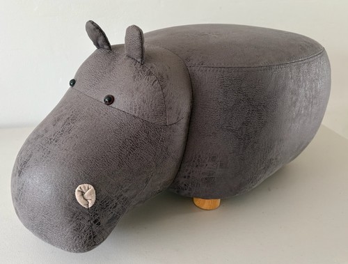 Hippo footstools faux grey - hippo, footstools-