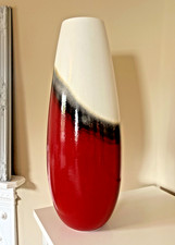 Large Ceramic Floor Vase 57cm Red White Black Ombre Modern Contemporary Decor