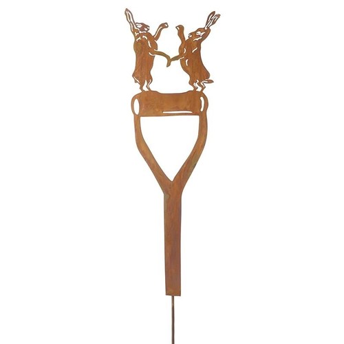 Garden stake dancing hares - garden,