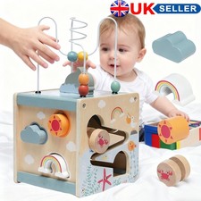 Montessori Toys Wooden Activity Cube Baby Toys for 1 Year Old, Birthday Gift NEW
