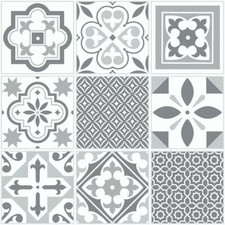 Grey Moroccan Floor Tiles Self Adhesive Vinyl Flooring Kitchen Bathroom 1m²