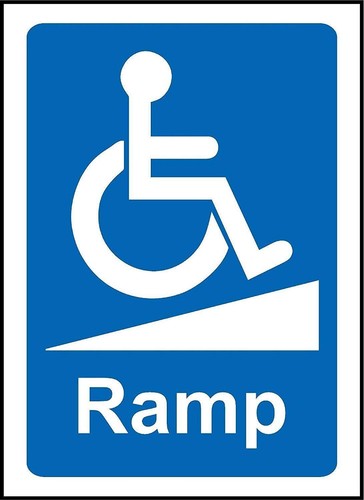 Wheelchair ramp notice sign - wheelchair,