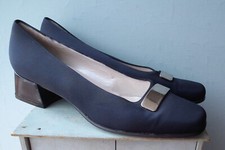 Women's vintage shoes Marco Moreo navy blue EU 40.5 7.5 Italy court chunky heel