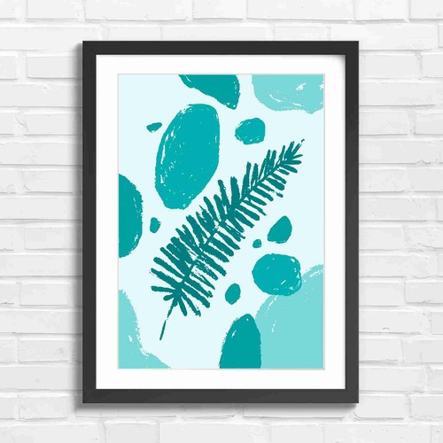 Minimalist fern botanical teal - minimalist,