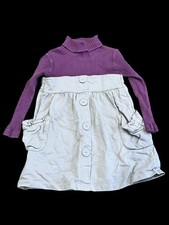 LILI GAUFRETTE DRESS  MIXED MEDIA RIB KNIT PURPLE  GRAY BUTTON  LONG SLEEVE 5