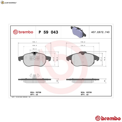 Brake pad set - disc, p