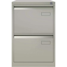 Bisley 2-Drawer Lockable Steel Filing Cabinet Grey Foolscap Capacity 40kg