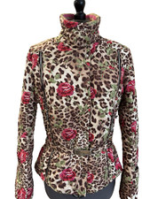 Vintage Bogner ski jacket with animal print and embroidered roses - US 6