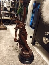 Charles Ruchot Figural Spelter Folie Sculpture Table Lamp