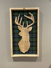 Medium Wood Handmade Stags head Wall Art From Reclaimed Pallet Campbell tartan