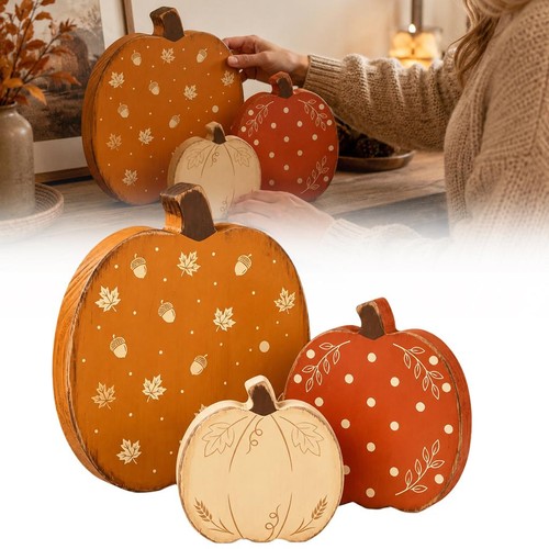 3pcs wooden pumpkin sign - pumpkin,