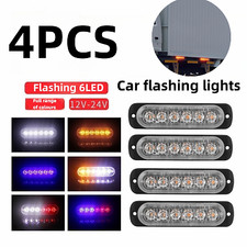 4x12V-24V 6 LED White Car Recovery Flashing Grille Beacon Warning Strobe Lights
