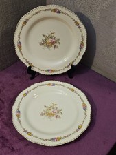 Pair of Vintage Woods Ivory Ware Floral Pattern 9" Luncheon Plates