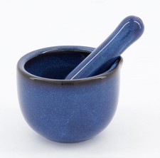 Navy Small Ceramic Pestle & Mortar 6x7.5cm