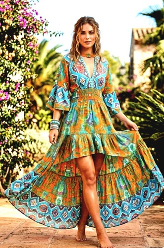 Boho paisley high - high-low, maxi