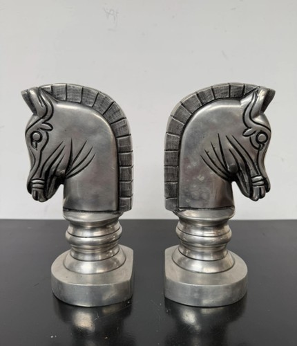 Pair antique pewter horse - pair, of