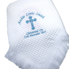 Personalised  Christening Shawl/Baptism Shawl Embroidered Baby Shawl Christening
