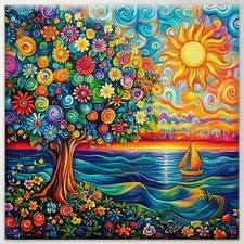 COLOURFUL SEASCAPE CROSS