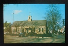 1950s Post Office Old Car Calso Gas Sign Ellenville NY Ulster Co Postcard