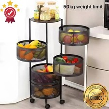 6 Tier Kitchen Rotating Storage Trolley Cart Utility Vegetable Mobile Shelf Rack