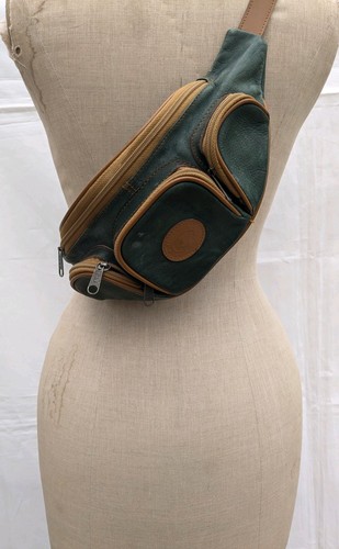Vintage leather bum - bag, green
