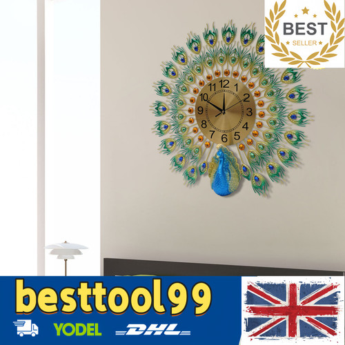Metal wall clock - wall, peacock
