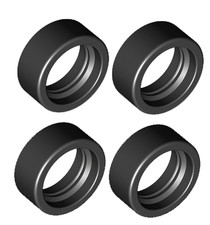 LEGO 50945 14mm x 6mm smooth solid tyres / pack of 4 - New and Official