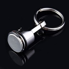 Metal Piston Car Keychain Keyfob Engine Fob Key Chain Ring keyring Silver New